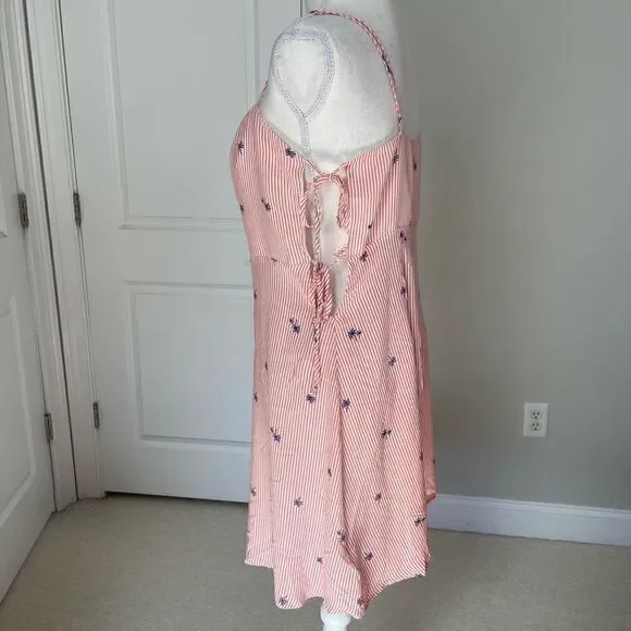 NWT Free People Garden Grove Pink and White Striped Palm Tree Print Slip Dress - Picture 8 of 12